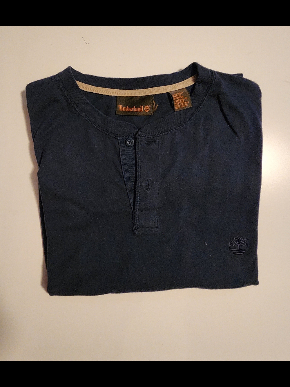Timberland Navy Long Sleeve Henley Shirt
